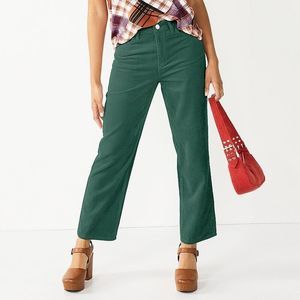 So High Rise Straight Leg Corduroy Pants Juniors 9/29 Green 100% Cotton NEW
